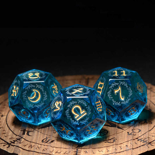 Engraved Gemstone Zircon Astrology Dice Set