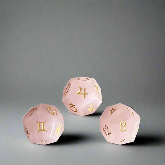 Rose Quartz Astrology Dice Set