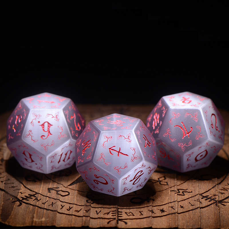 Engraved Gemstone Cat's-eye Astrology Dice Set