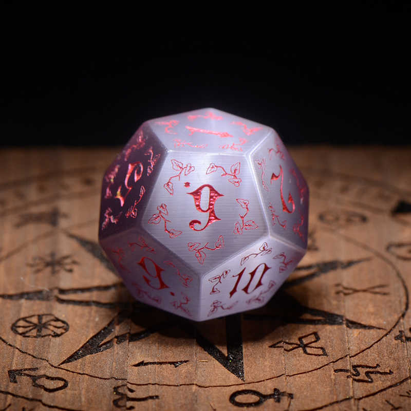 Engraved Gemstone Cat's-eye Astrology Dice Set