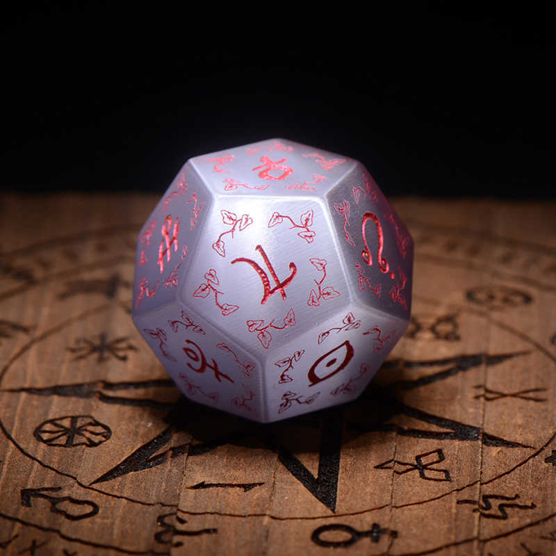 Engraved Gemstone Cat's-eye Astrology Dice Set