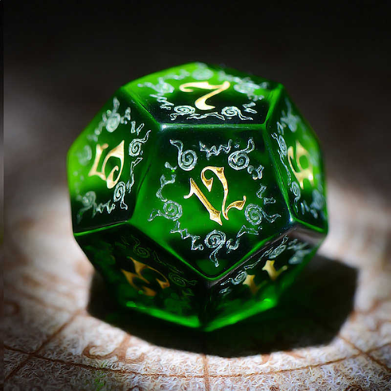 Engraved Gemstone Olivine Astrology Dice Set