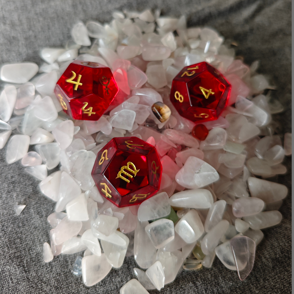 Red Colored Glaze Astrology Dice Set