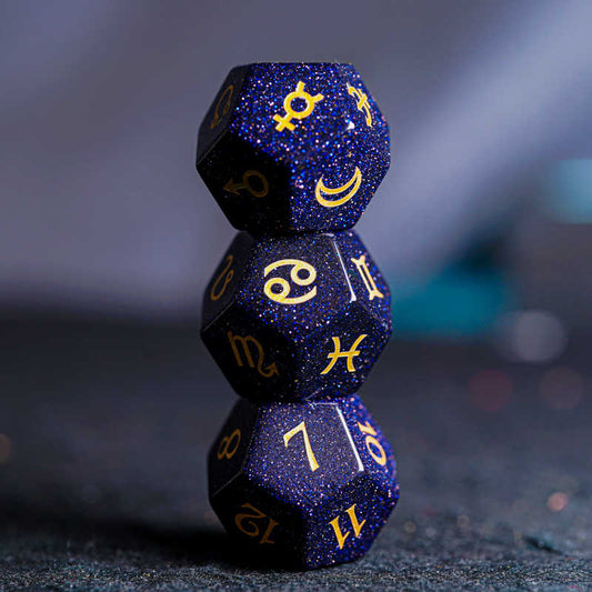 Blue sandstone Astrology Dice Set