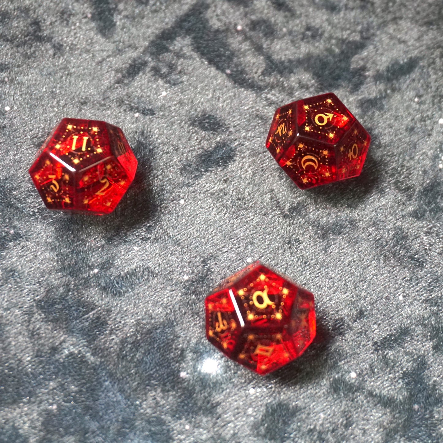 Engraved Garnet Gemstone Astrology Dice Set