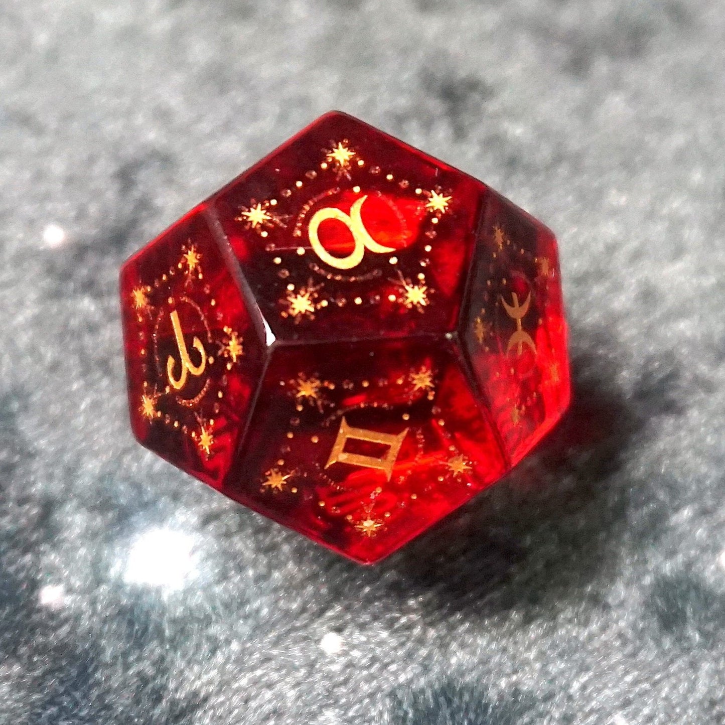 Engraved Garnet Gemstone Astrology Dice Set